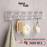 prev next -48% Transparent Silicon Hangor 6 Hooks (Pack of 3)
