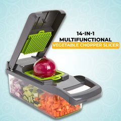 14-in-1 Multifunctional Vegetable Chopper Slicer Shredder with Basket
